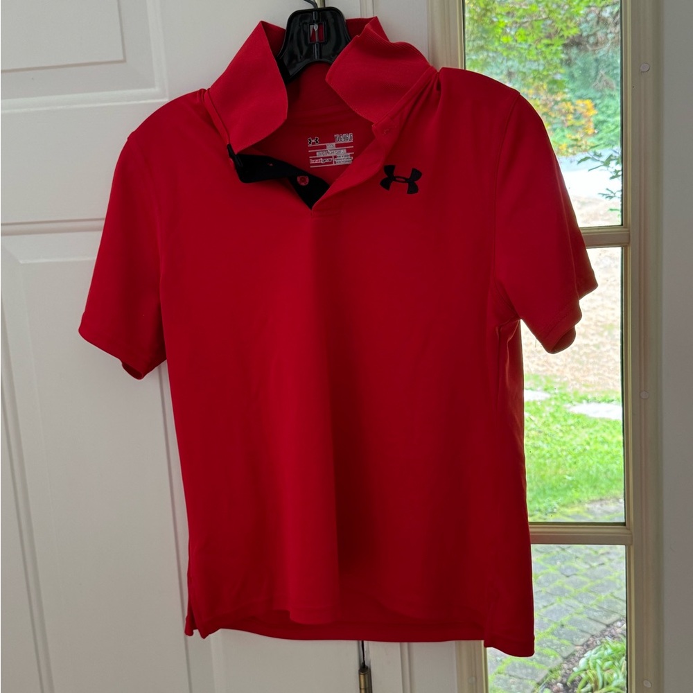 Boys Under Armour Youth Red Polo Shirt